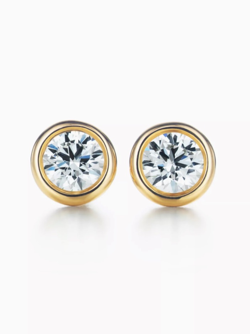 Tiffany & Co. Gold Bezel Diamond Stud Earrings